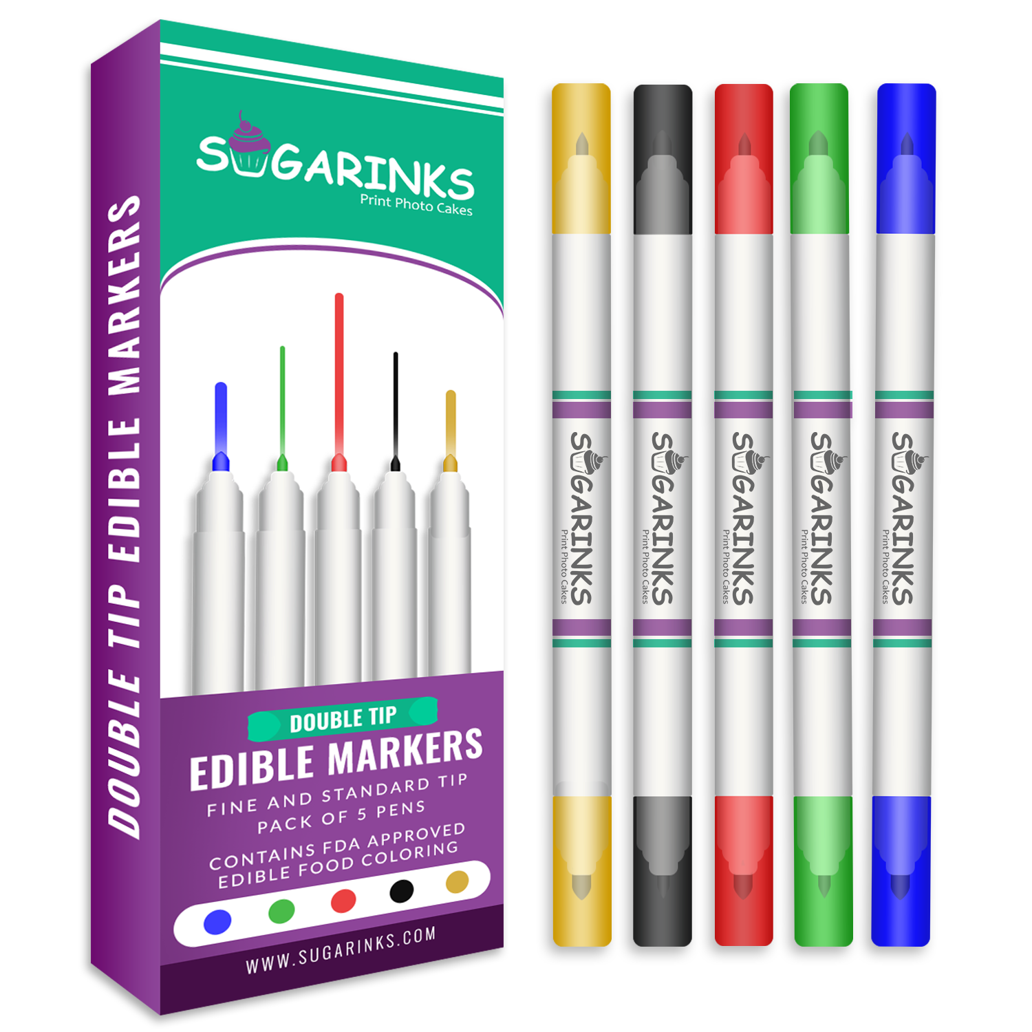 Fine and Standard Tip Blue Color Edible Ink Markers