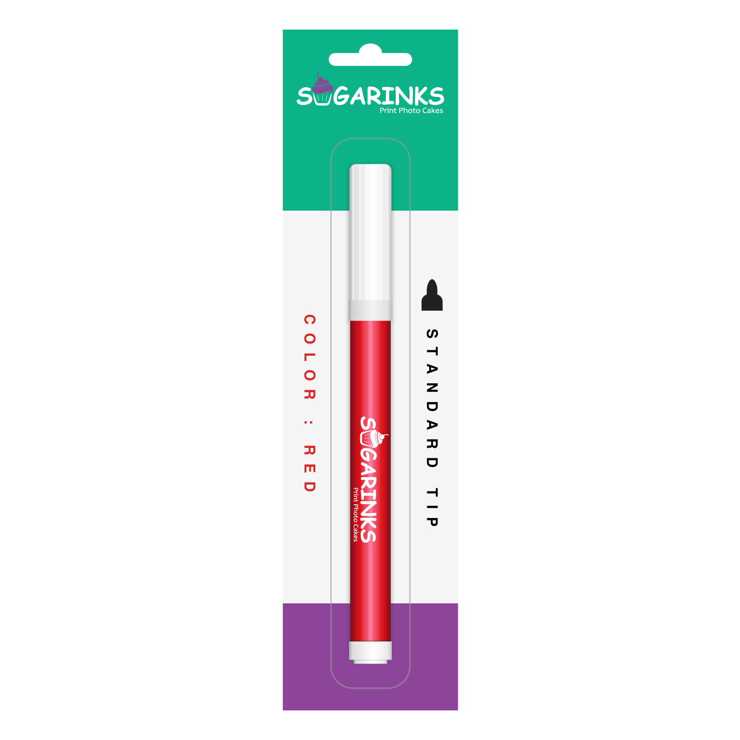 Sugarinks Edible Ink Pen Standard Tip for Cake, Cookie, and Cupcake Edible Art - Red