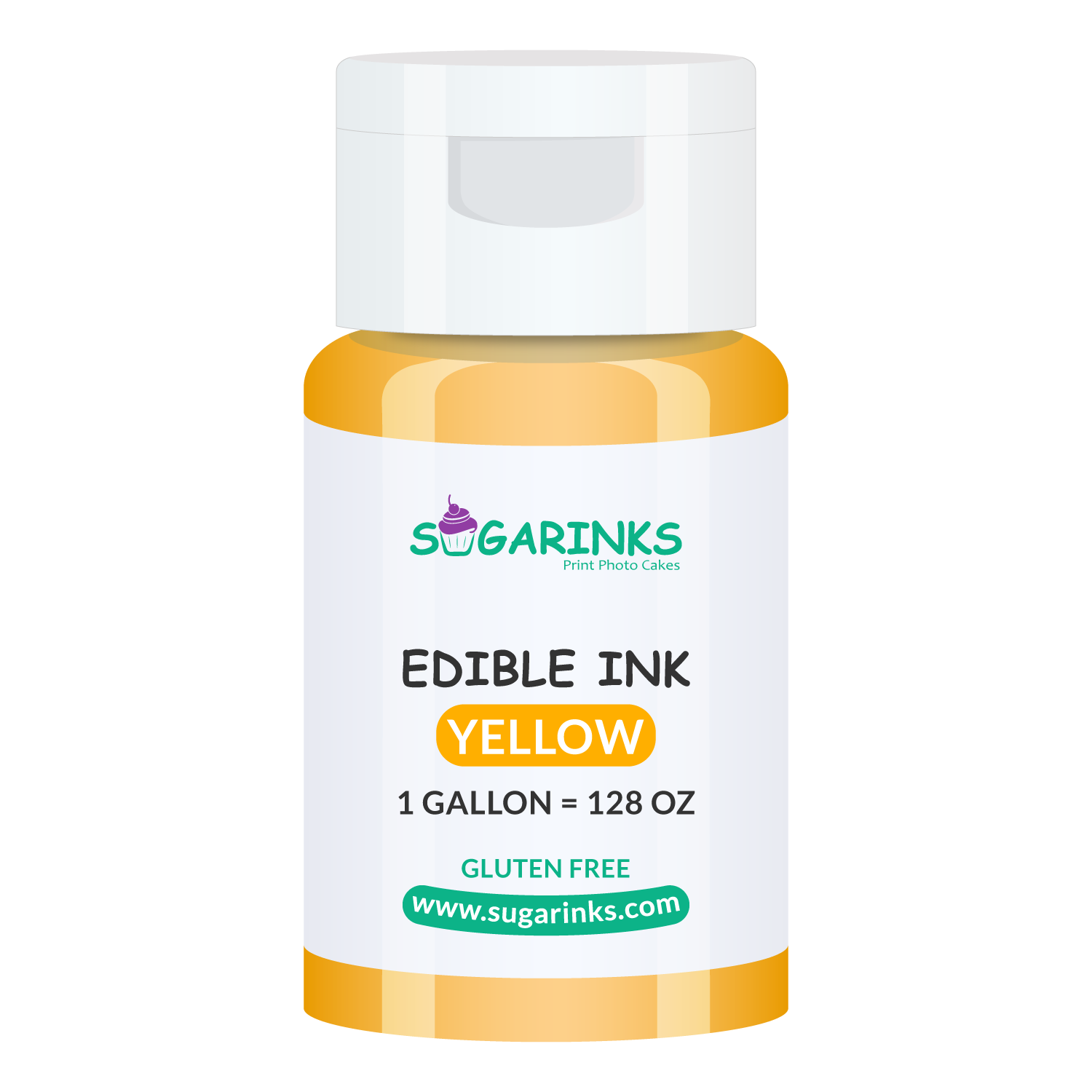 Sugarinks Edible Ink Refill for Canon Edible Printers (1 Gallon/128Oz) – Yellow
