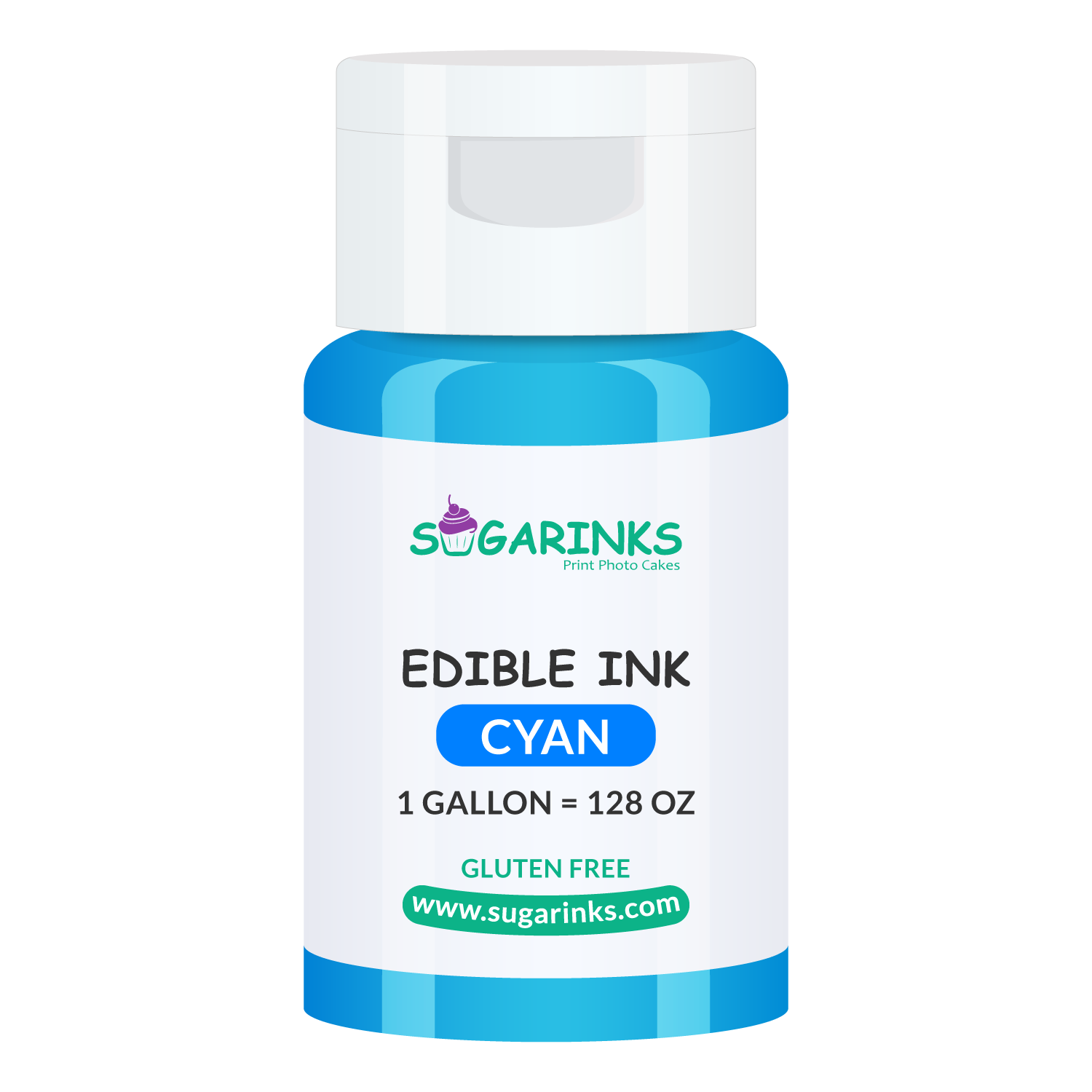 Sugarinks Edible Ink Refill for Canon Edible Printers (1 Gallon/128Oz) – Cyan