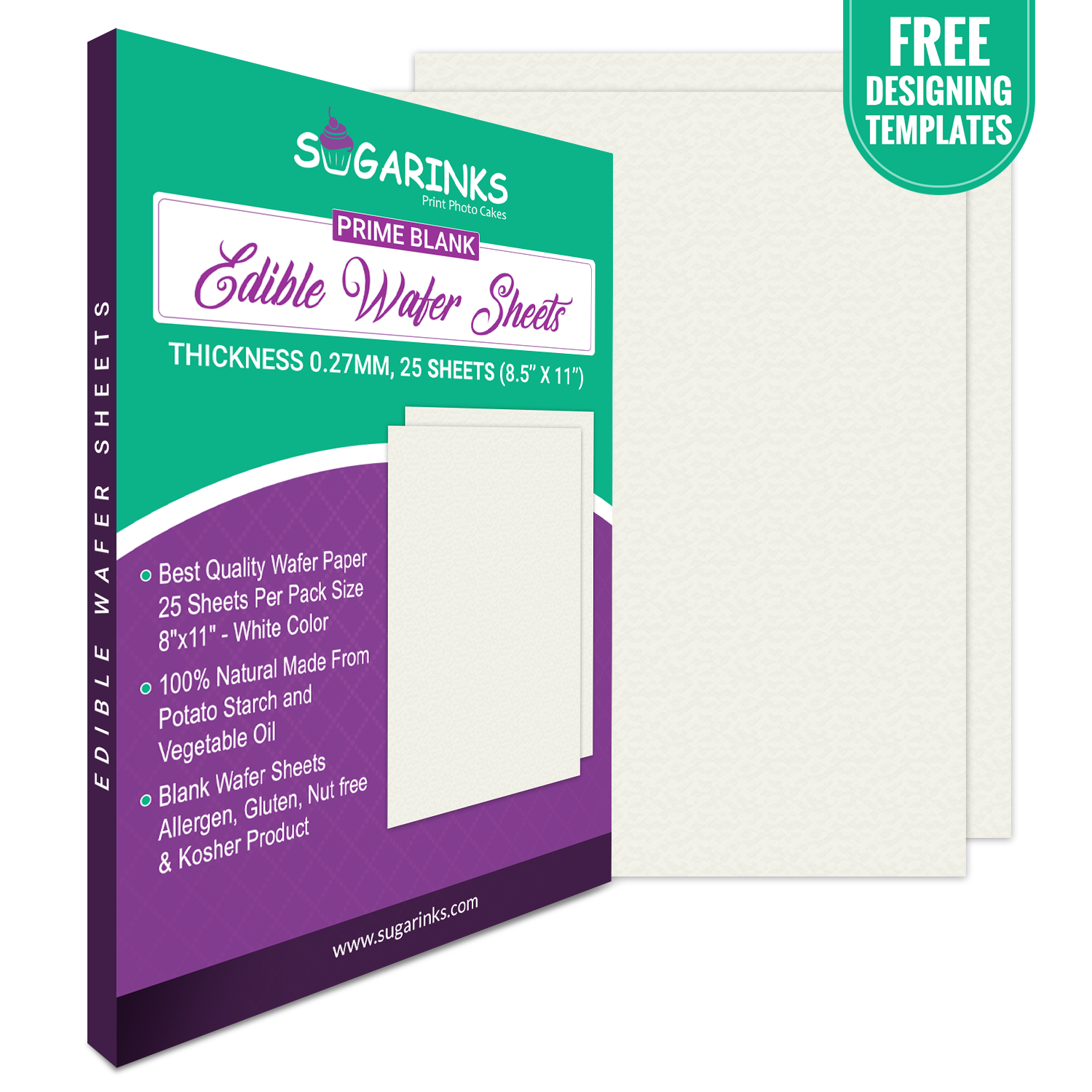 Sugarinks Blank Wafer Sheets For Cakes and Cookies Pack of 25 Sheets A4 size Premium Quality– 0.27mm Thickness 