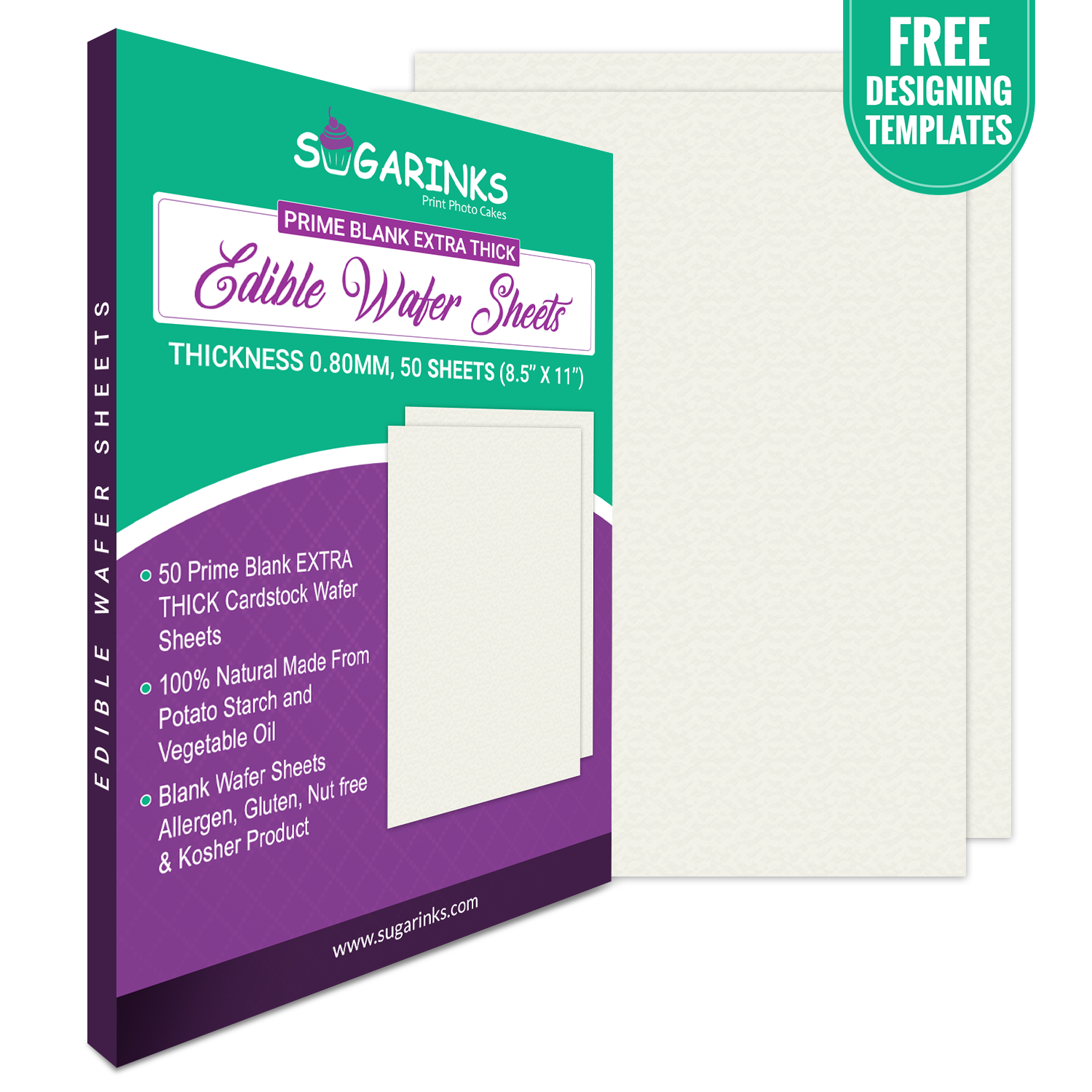 Sugarinks Premium Quality Blank Extra Thick Wafer Sheets (CARDSTOCK) A4 Size (8.5”X11”) Pack of 50 – 0.80mm Thickness
