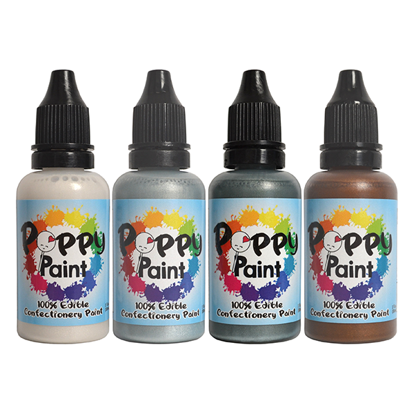 Poppy Paint Precious Pearls 4Pc Pearlescent set- Each bottle  30 ml (1 fl oz)