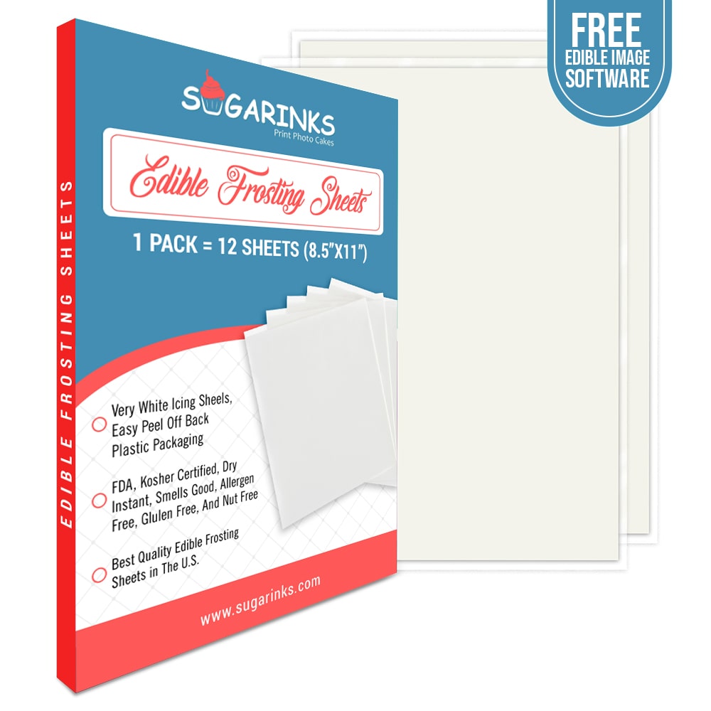 Sugarinks Premium Quality Blank Frosting Sheets A4 Size (8.5”X11”) Pack of 12